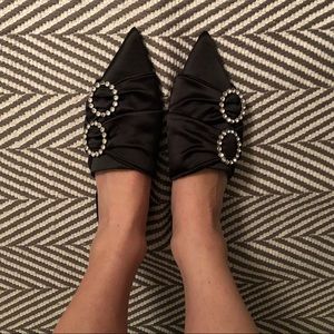 Zara Satin Slide with Jeweled Buckle